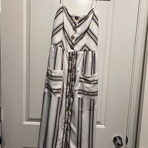 Striped Button-Down Midi Dress